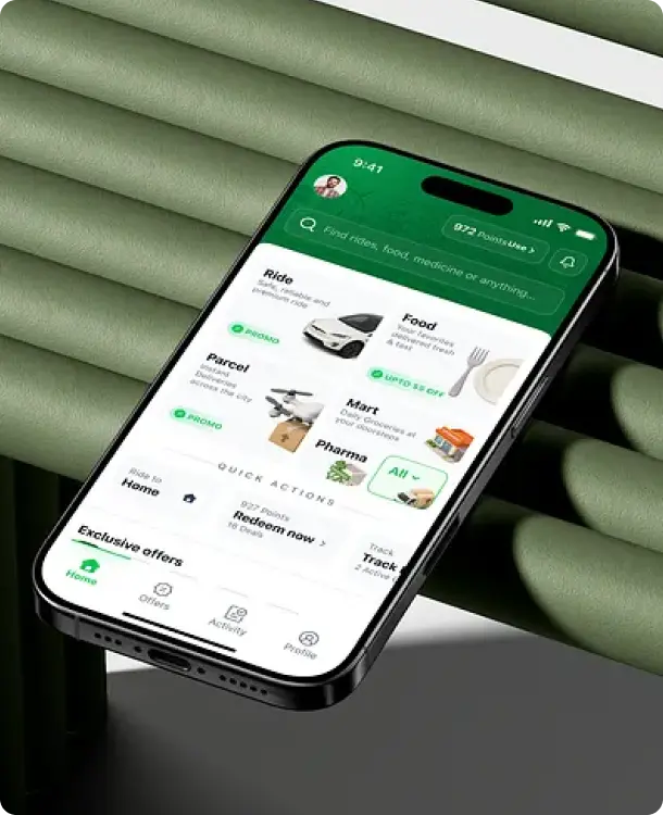 OvoDelivery mobile interface